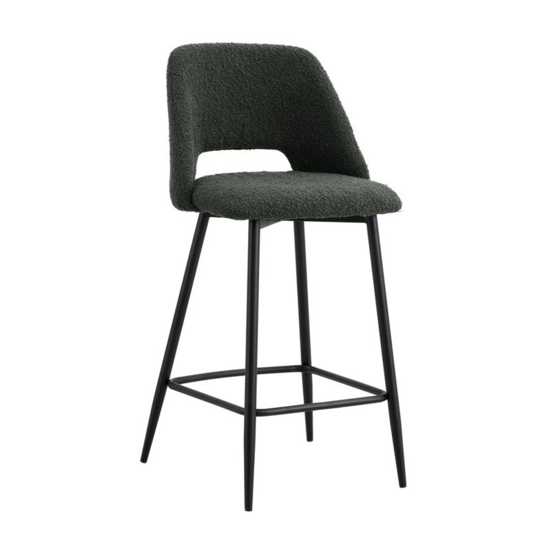 Tabouret de comptoir rembourré Valdez, Noir