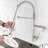 Contemporary Brushed Nickel Kitchen Faucet With Heavy Duty Commercial Style, Pre-Rinse Spring And High Arc Pull Down Single Handle Style Spot Finish