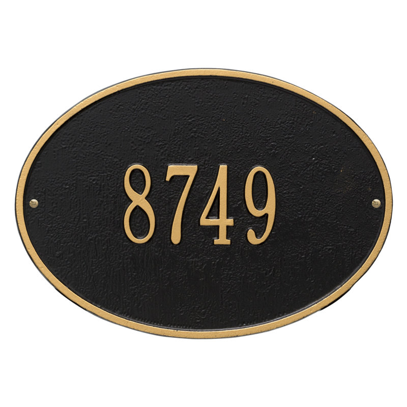 Plaque d'adresse murale 1 ligne Hawthorne, Noir et or, Oui