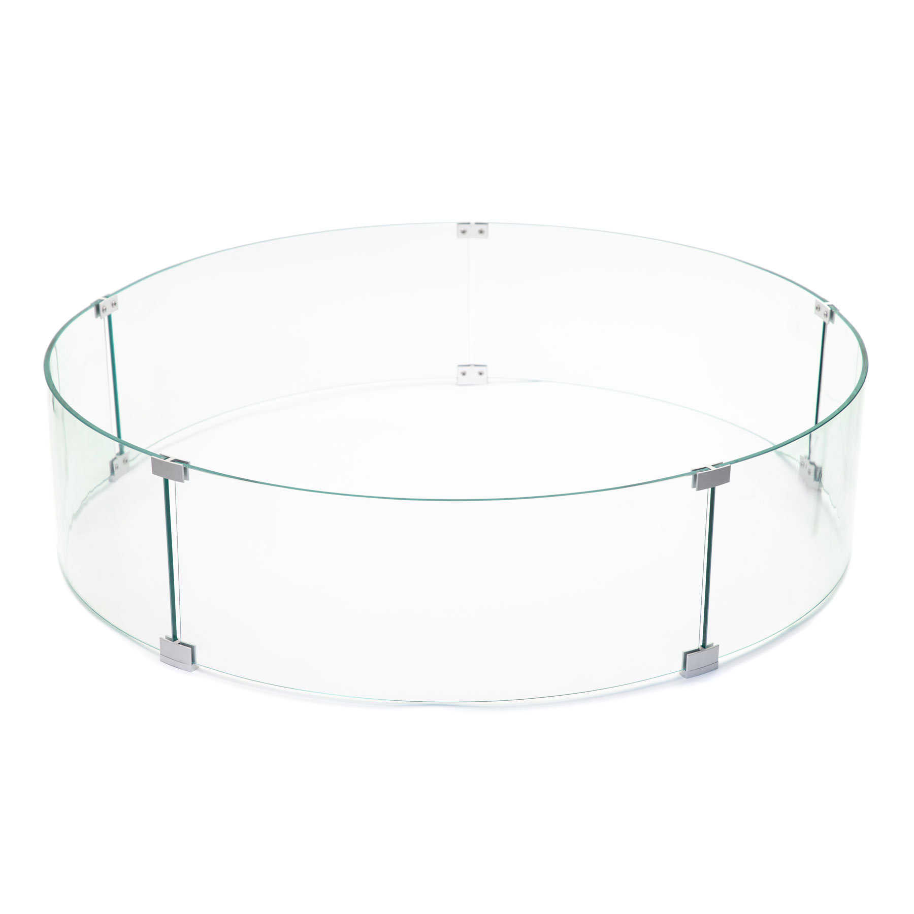 AMS Fireplace AMS Fire Pit Table Round Glass Wind Guard Fire Flame