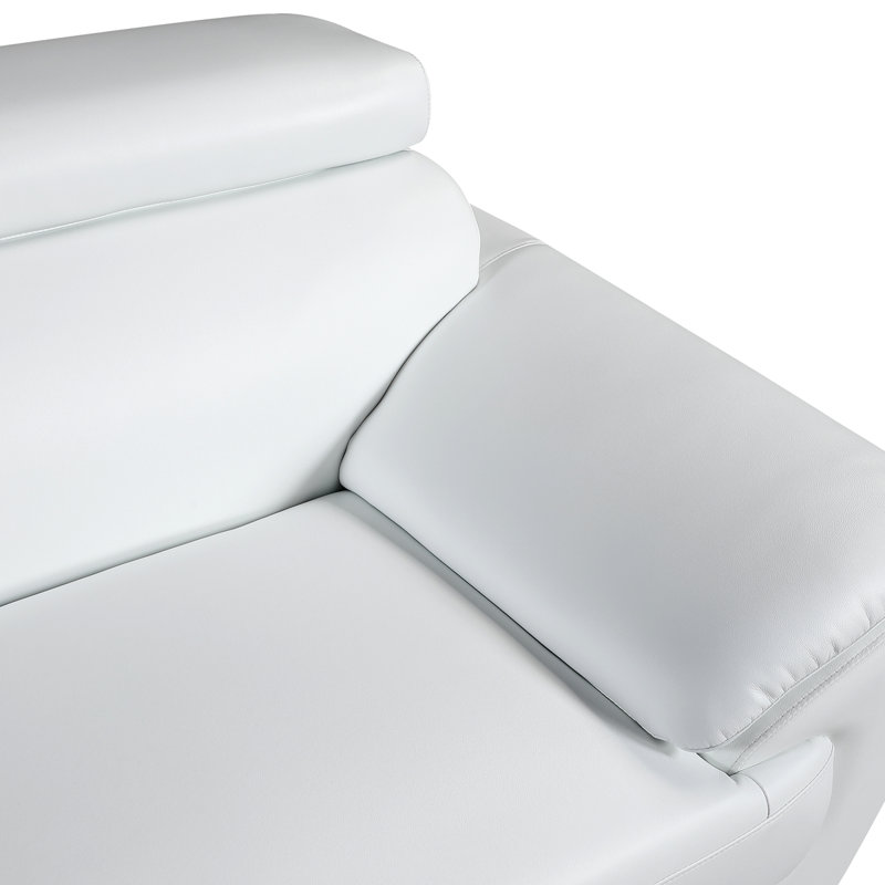 Fauteuil d'angle en cuir véritable de 27,09 po de large Tyshonna, Cuir blanc Tyshonna