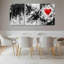 Ensemble de 3 tableaux abstraits en toile tendue, motif cœur noir, blanc et rouge-121945749