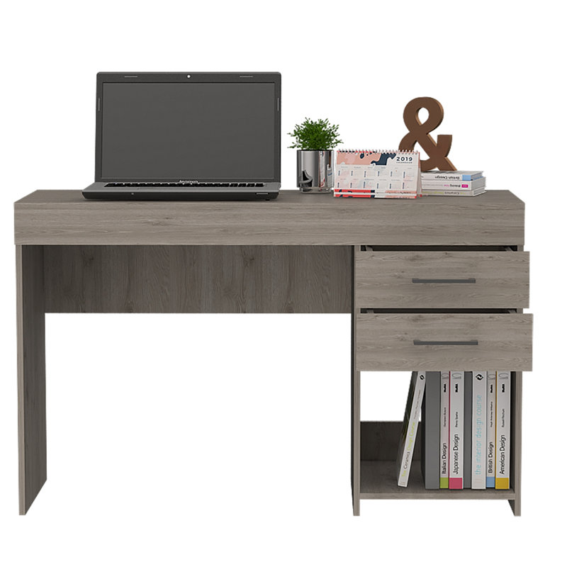Berkeley 1-Shelf 2-Drawer Computer Desk, Light Gray
