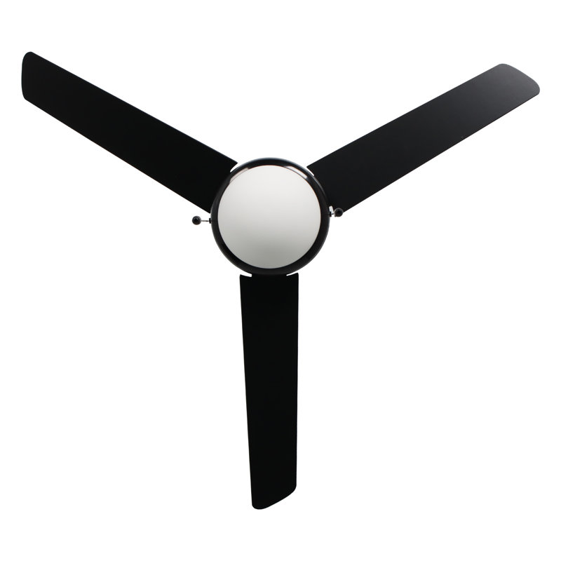 Villasenor 50" 3-Blade Indoor Ceiling Fan, Black, Black