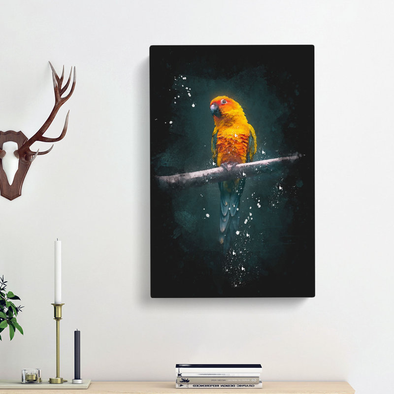 Perched Parrot - Wrapped Canvas, 91cm H x 60cm W x 3cm D