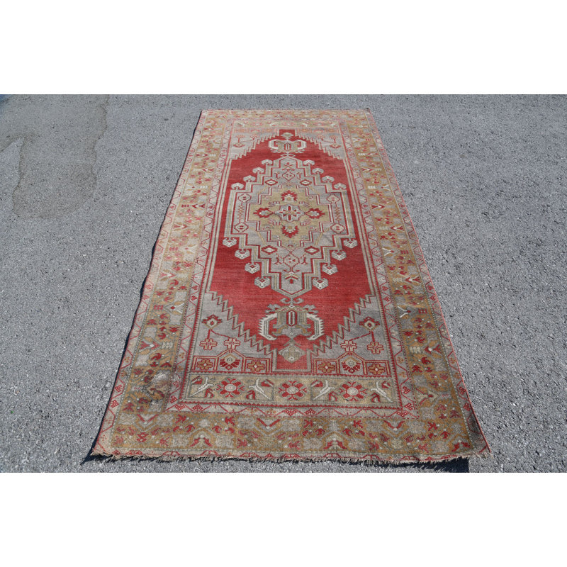Tapis rouge froid, tapis de 4,3 x 8,4 pi, tapis Anatolian, tapis tissé à la main, tapis rétro, tapis turcs