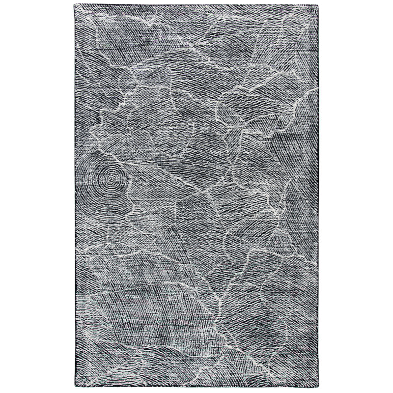 Goines Hand Tufted Indian Wool And Cotton With Latex Abstract Rug, Rectangle 3' x 5'