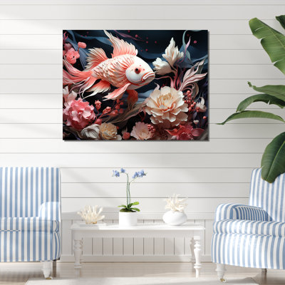 Coral and Sharks Collage Symetry I - plage et océan, reproduction d'art mural