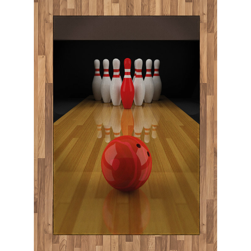 Bowling Party High Density Long Fiber Poly Threads Decorative Area Rug Carpet, Rectangle 4' x 5'8"