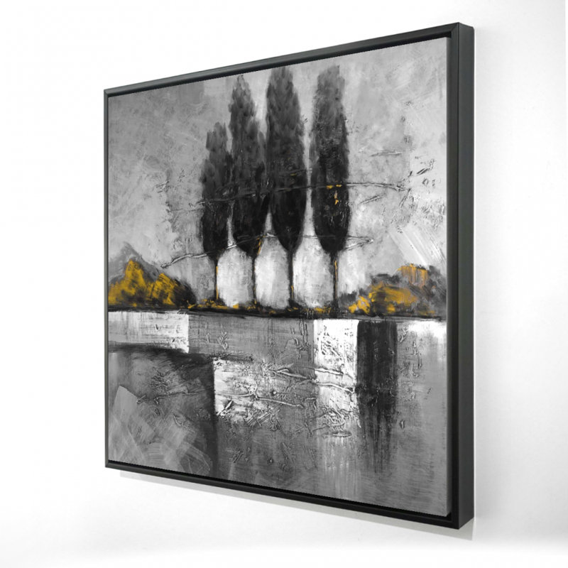 Paysage industriel avec impression d'arbres sur toile
