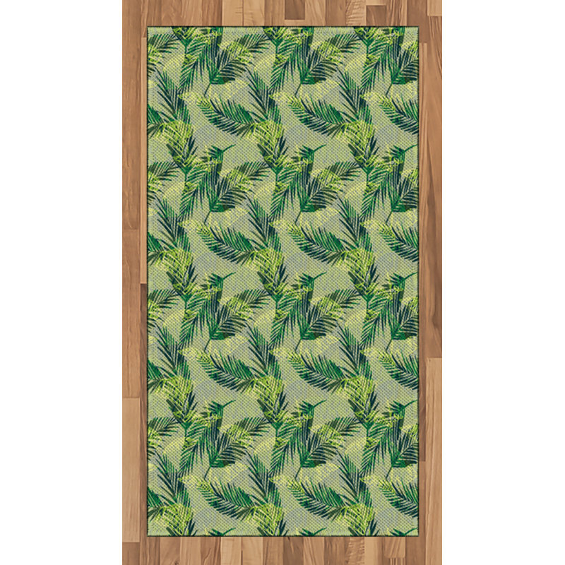 Palm Leaf High Density Long Fiber Poly Threads Decorative Area Rug Carpet, Rectangle 2'7" x 5'