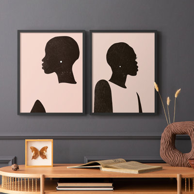 «Pink Silhouette I», reproduction encadrée de qualité supérieure - prête à être accrochée - aucun clou requis - aucun clou requis