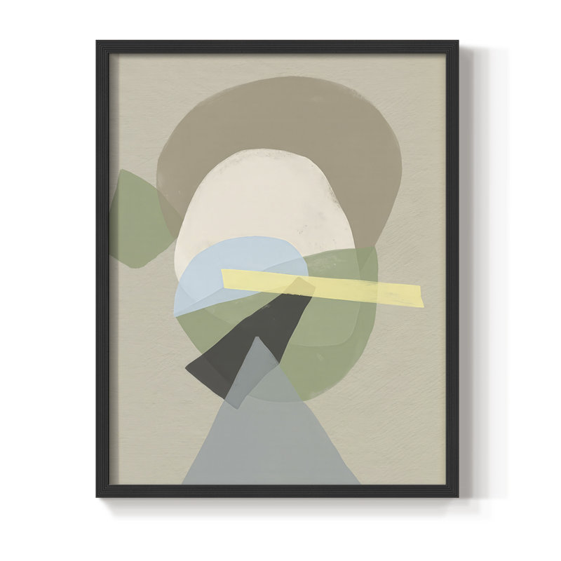 Mod Shape Stack II Framed Print - Solid Wood, 30" H x 24" W, Black Framed