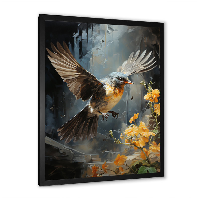 Awab " Bird Flight Through Shadows ", Black Picture Framed, 20" H x 12" W x 1" D