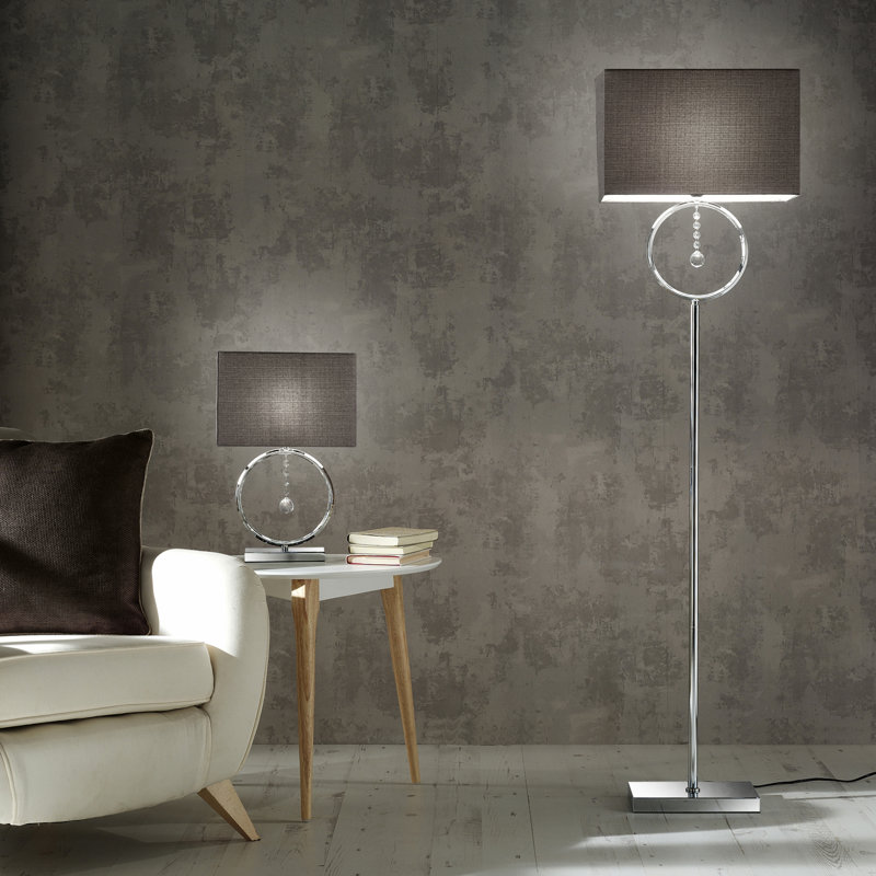 Wynne Metal Table Lamp, Chrome/Grey