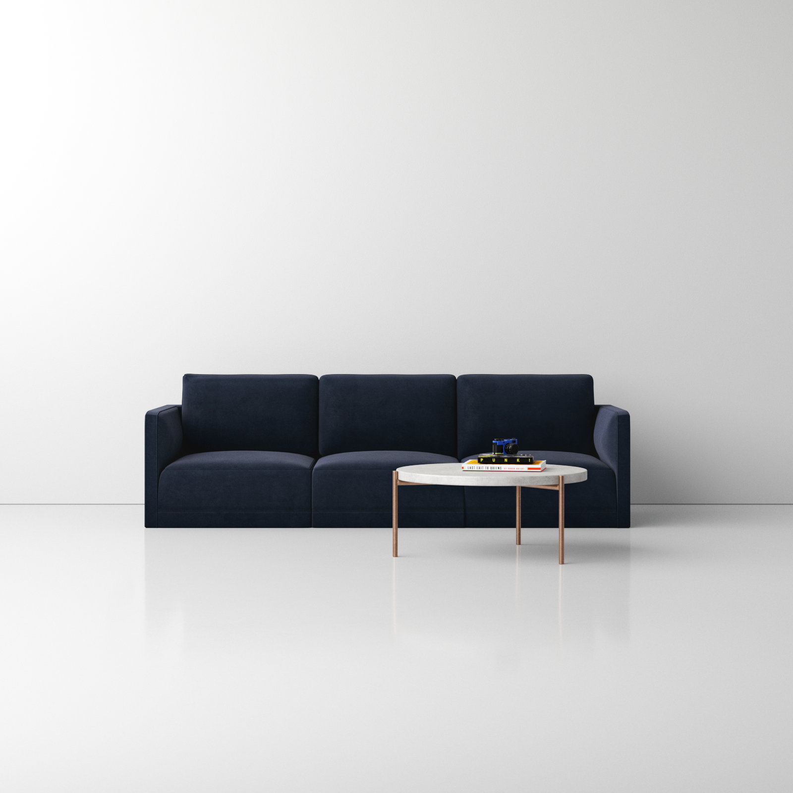 Deirdre 104.5'' Upholstered Sofa, Navy Velvet