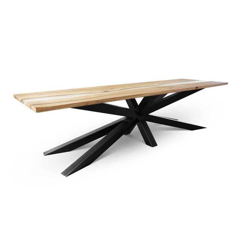 Adler Industrial Solid Wood Natural Oak-Black Dining Table