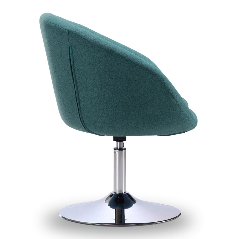 Sky Blue Faux Leather Swivel Accent Chair with Metal Base