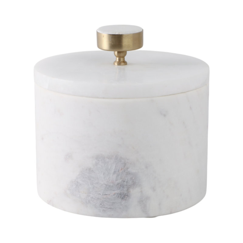 Sagebrook Home 8" Vero Large Alabaster And Marble Box, 5" H x 6" W x 6" D
