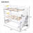 Solid Pine Transitional Triple Bunk Bed, Convertible Separate Design with Storage Staircase, Twin Size, Crisp White