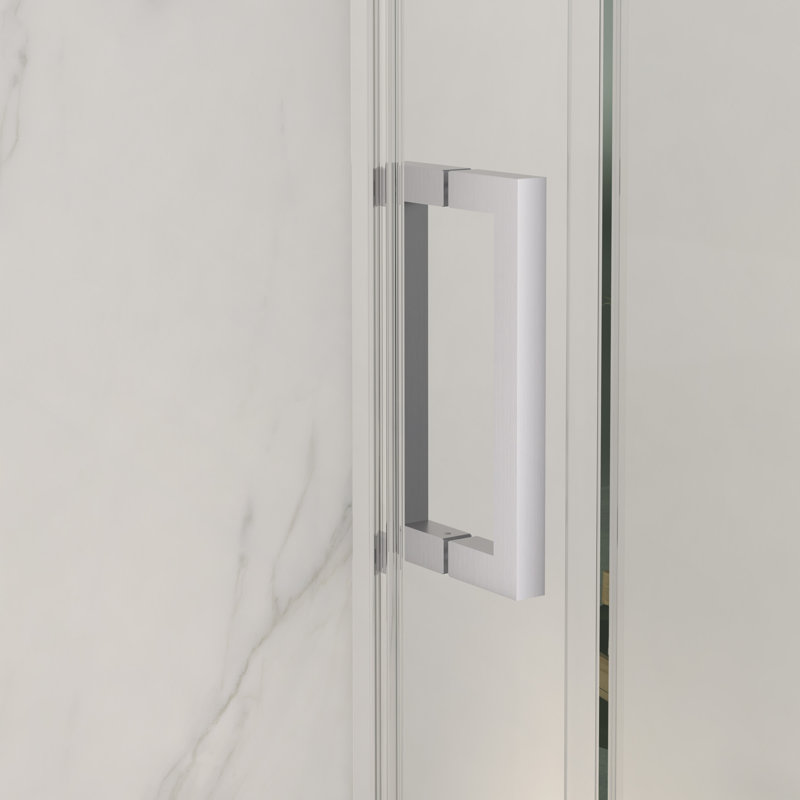 Porte de douche sans cadre, porte de douche coulissante, avec cabine de douche en verre trempé épais de 5/16 po (8 mm) de qualité supérieure, couche facile à nettoyer double face