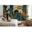 Fresque murale botanique tropicale Art Déco Jungle avec des oiseaux exotiques-1946896724-1946896715