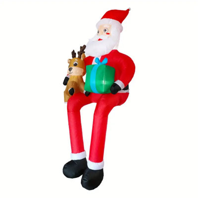 Décoration de Noël gonflable géante pour père Noël 9,5 pi avec lumières à DEL et décorations gonflables de père Noël gonflable pour fête de toit