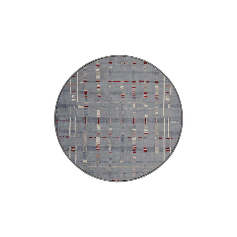 Machine Washable Gray Area Rug, Round 5'