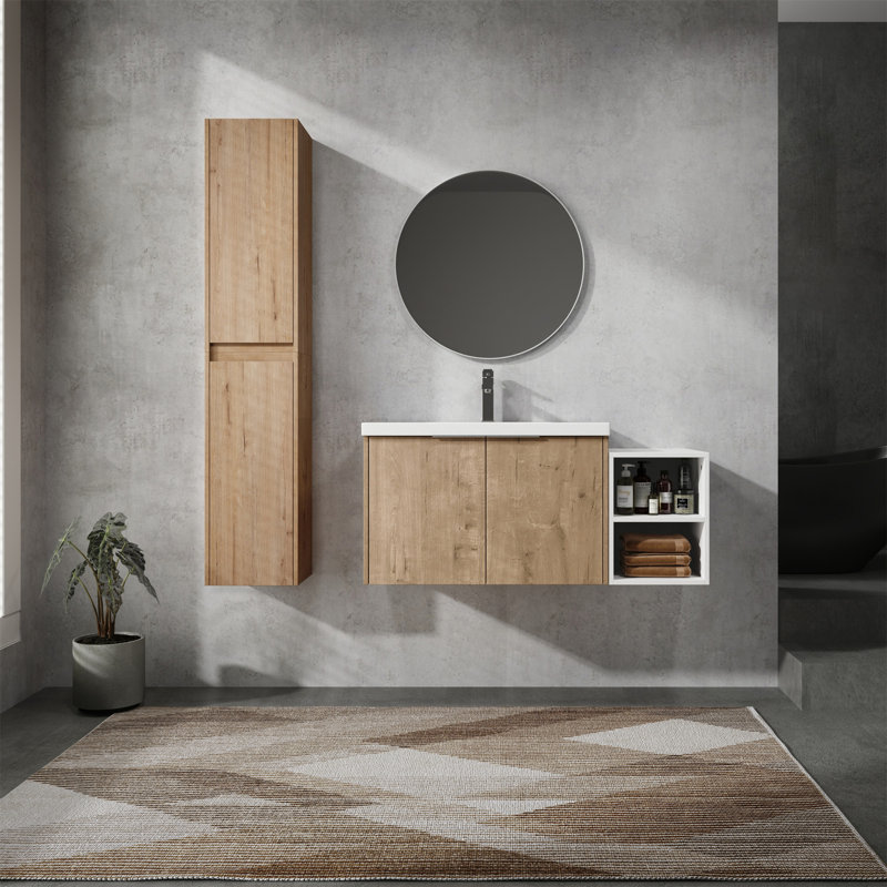 Meuble-lavabo mural avec lavabo et armoire latérale, 42"