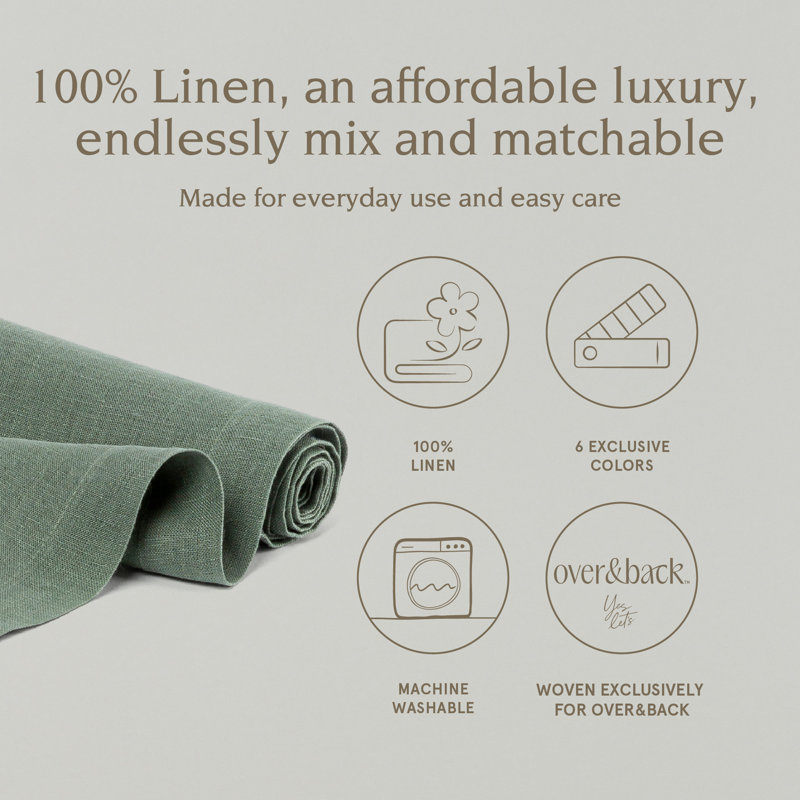 Green Linen Table Runner 18" x 90" for Rustic Decor