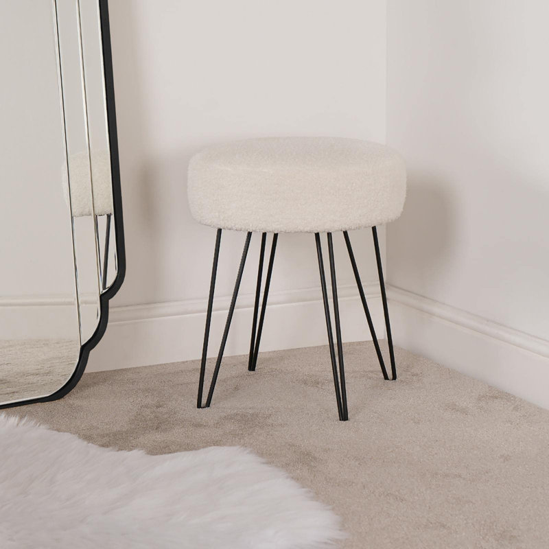 Metal Accent Stool, Polyester, White