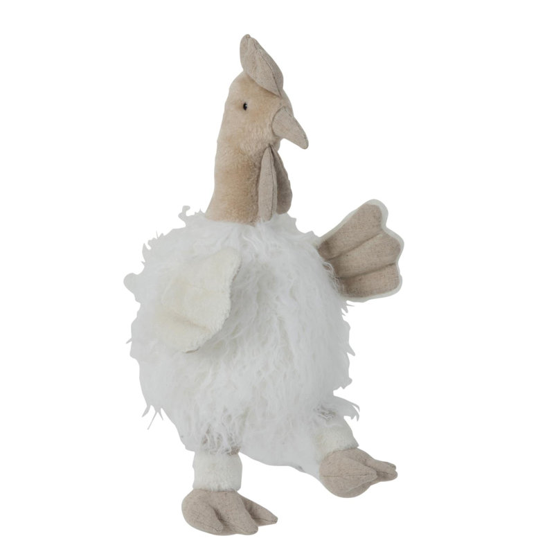 Heavener Doorstop Chicken Textile White Large