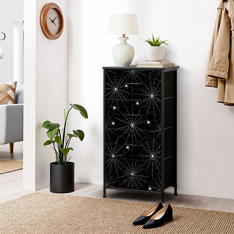 4 Drawer Dresser for Bedroom, Narrow Chest of Drawers, Wooden Top and Study Iron Frame 18"x37.5"-(WxH)