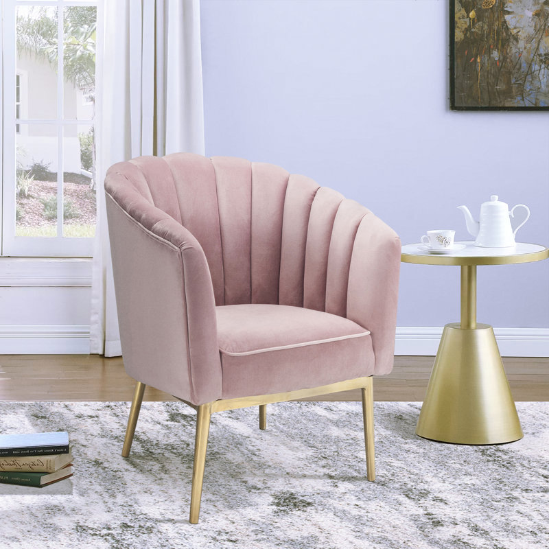 Fauteuil en velours l 31 po Lyli, Rose