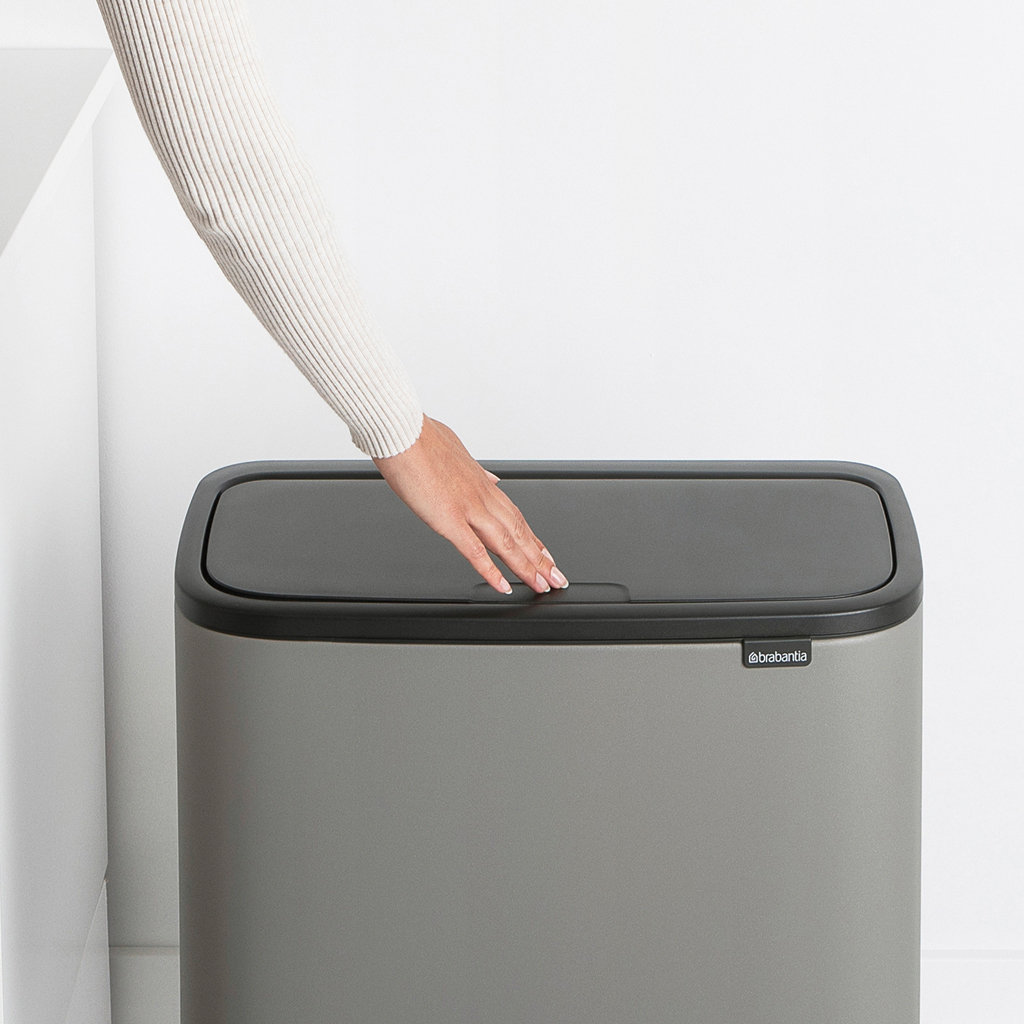 Brabantia Bo 9.5gal Touch Top Trash Can, Mineral Concrete Gray