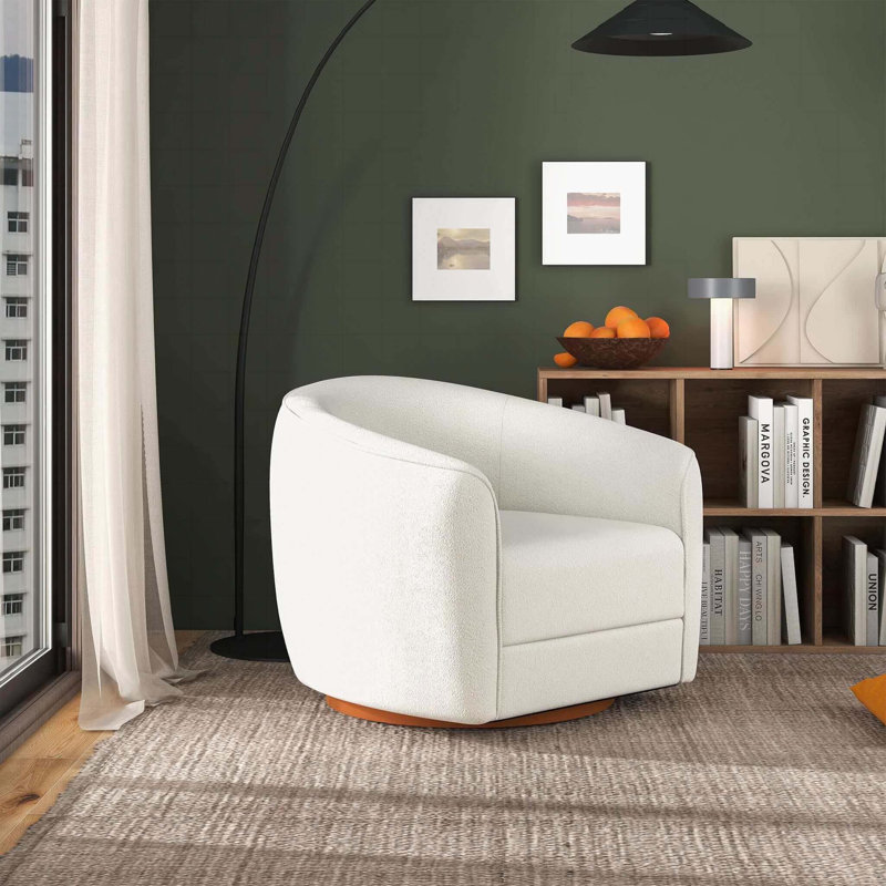 Chaise pivotante moderne en velours foncé Elise, Boucle blanc