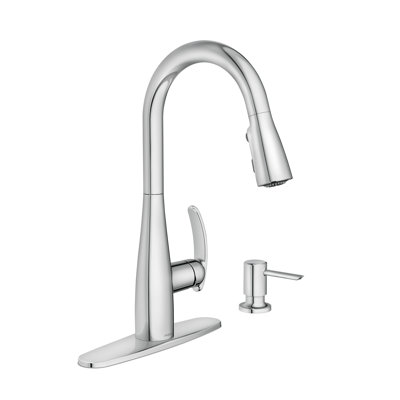 Moen Reyes Spot Resist 15.67 In. H Pull Down Sprayer Kitchen Faucet With 360 Degree Spout Swivel And Power Boost