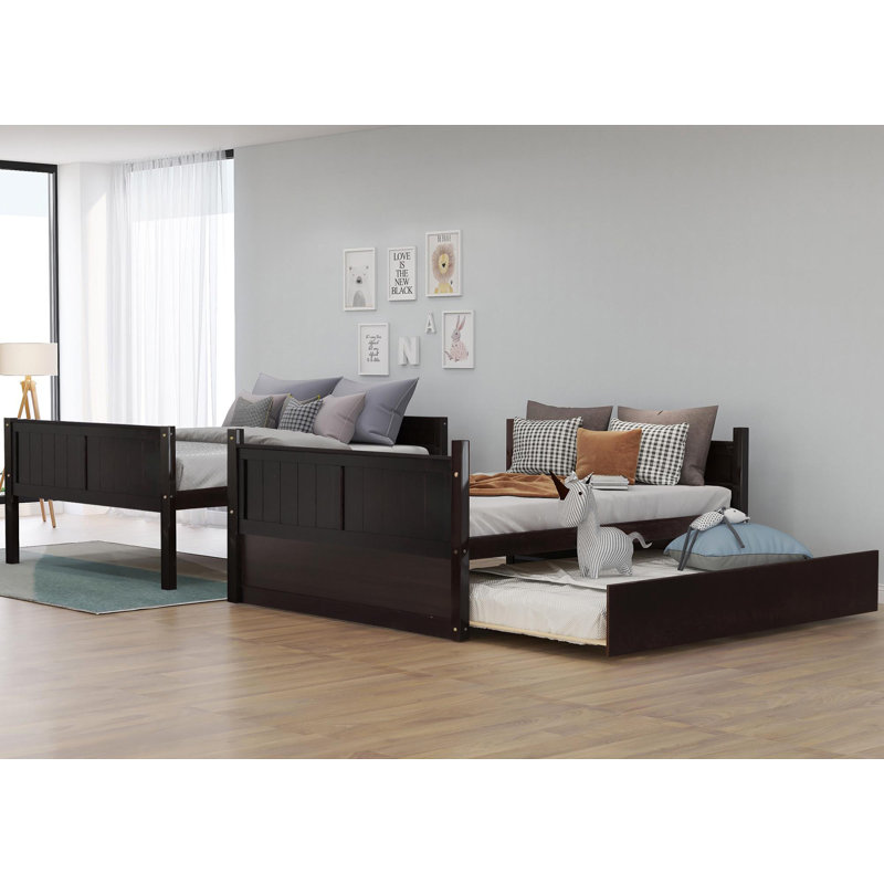 Abdia Solid Wood Standard Bunk Bed with Trundle by Harriet Bee, Espresso
