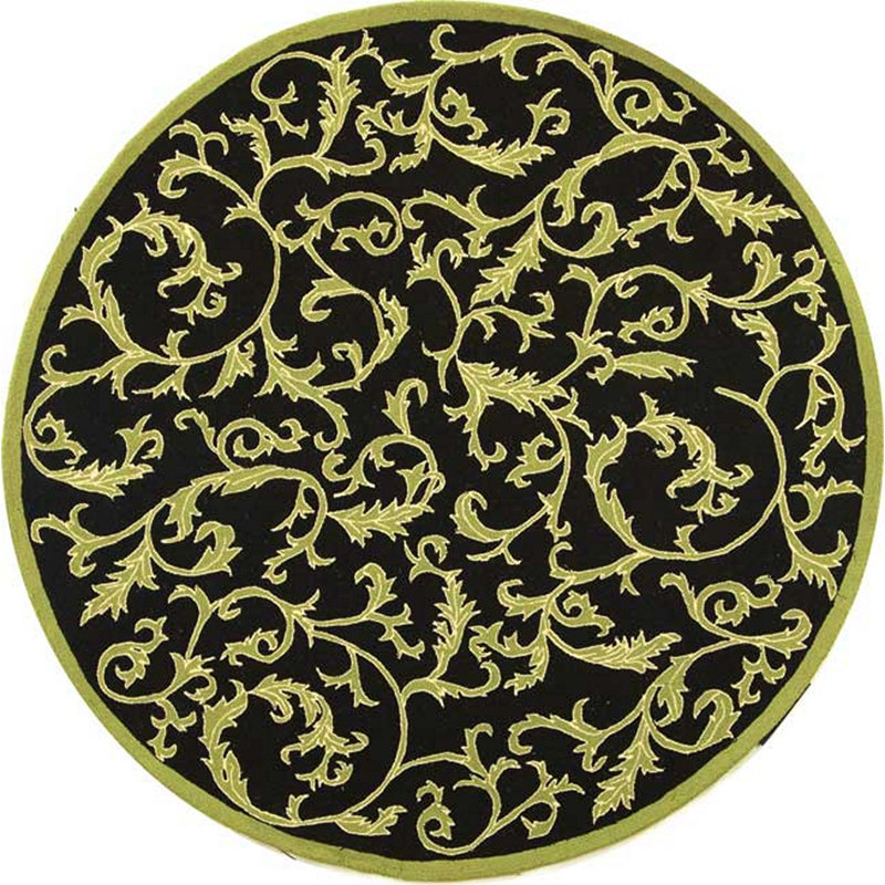 Hand Hooked Wool Floral Rug, Round 8'