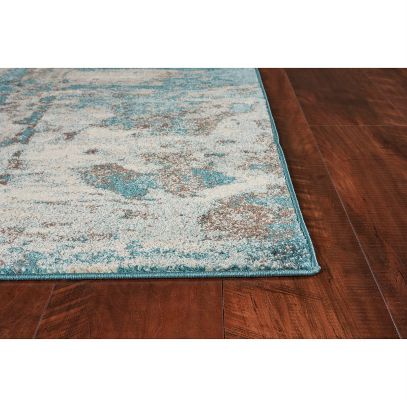 Tapis abstrait brun / ivoire / sable Strouth, Rectangle 3 pi 3 po x 4 pi 11 po