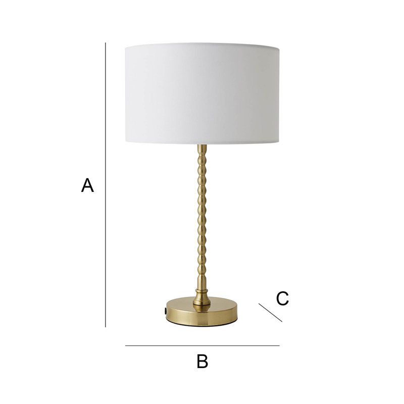 Cifuentes Black Fabric Drum Lamp Shade Matte Black Bobbin Bobble Table Lamp and Bulb, Yes, Gold, White