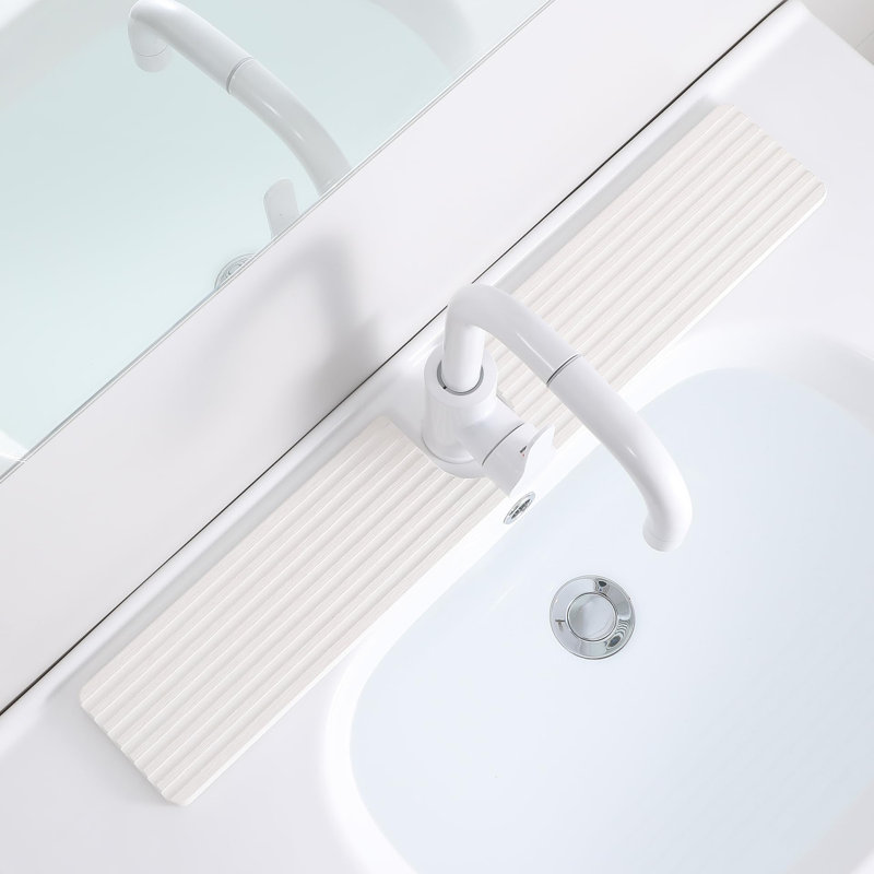 Ensemble de 2 tapis de robinet pour évier de cuisine et de salle de bain | Tapis de séchage 23,6 po x 4 po en pierre de diatomite blanche, protection anti-éclaboussures et comptoir anti-éclaboussures à séchage rapide