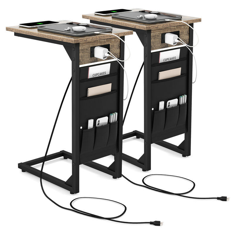 End Table Set Built-In Outlets