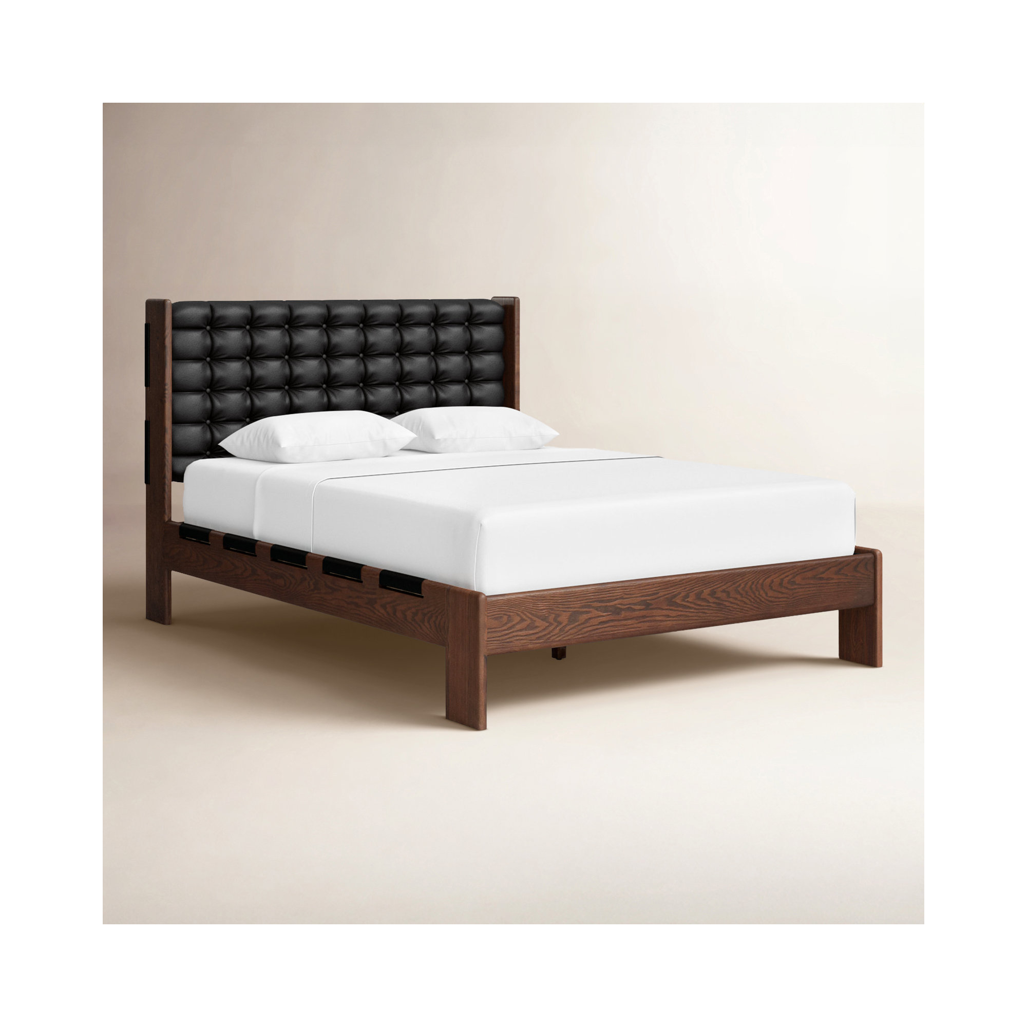 Murcia Leather Bed, Queen, Terra Brown/Ash