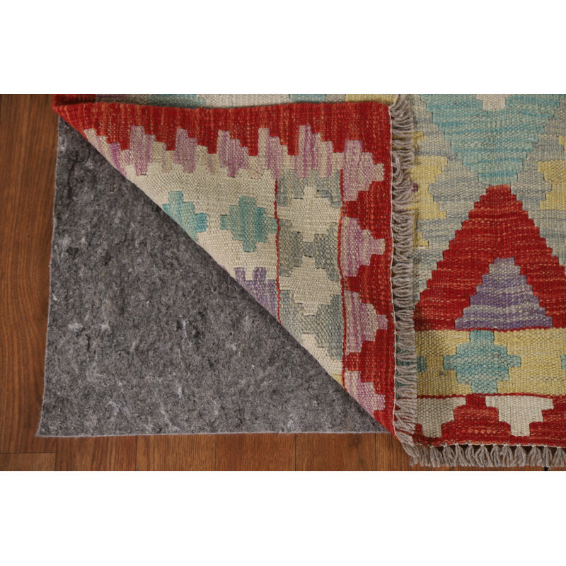 Geometric Kilim Reversible Wool Rug 3x5
