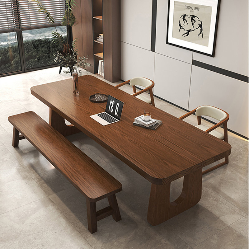 Bureau rectangulaire brun en bois massif, H 29,5 po x l 86,6 po x P 35,4 po