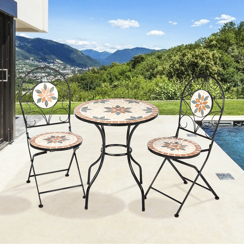 2 - Person Patio Dining Set with Round Table , Cushions Included