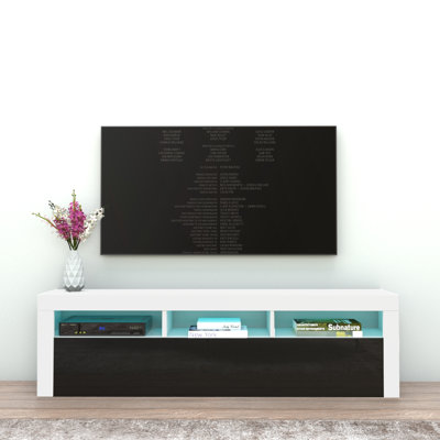 Vesperina Modern TV Stand with 16-Color LED Lighting, High Gloss Finish