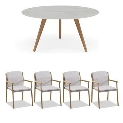 Ensemble de table de terrasse imperméable en alliage d'aluminium pour 4 personnes 39,37 po L