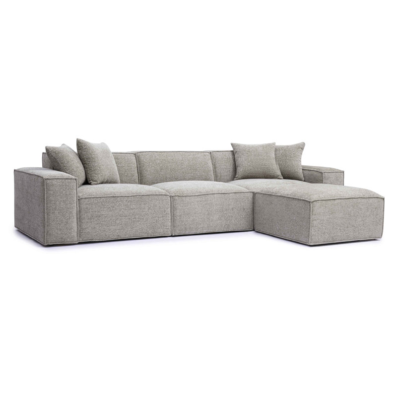 Cherylee Chenille Basketweave Modular Sectional, Taupe Chenille